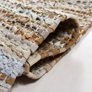 Vintage Hand Woven Leather Rug - Luxurious 85% Leather Blend, Unique Texture for Elegant Spaces