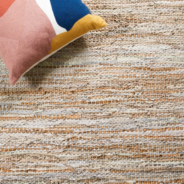 Vintage Hand Woven Leather Rug - Luxurious 85% Leather Blend, Unique Texture for Elegant Spaces
