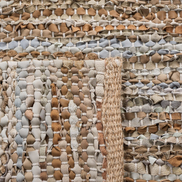 Vintage Hand Woven Leather Rug - Luxurious 85% Leather Blend, Unique Texture for Elegant Spaces