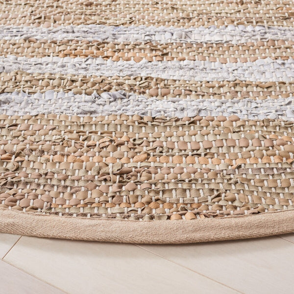 Vintage Hand Woven Leather Rug - Luxurious 85% Leather Blend, Unique Texture for Elegant Spaces