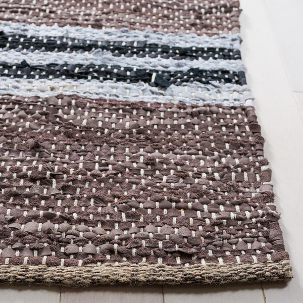 Vintage Hand Woven Leather Rug - Luxurious 85% Leather Blend, Unique Texture for Elegant Spaces