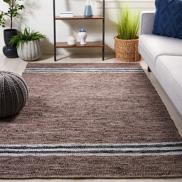Vintage Hand Woven Leather Rug - Luxurious 85% Leather Blend, Unique Texture for Elegant Spaces