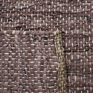 Vintage Hand Woven Leather Rug - Luxurious 85% Leather Blend, Unique Texture for Elegant Spaces