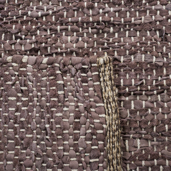 Vintage Hand Woven Leather Rug - Luxurious 85% Leather Blend, Unique Texture for Elegant Spaces