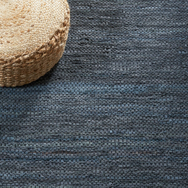 Vintage Hand Woven Leather Rug - Luxurious 85% Leather Blend, Unique Texture for Elegant Spaces