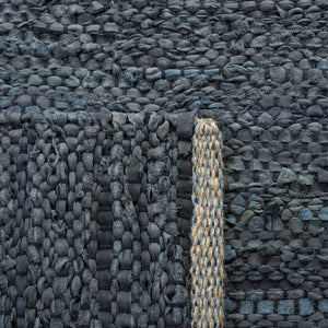 Vintage Hand Woven Leather Rug - Luxurious 85% Leather Blend, Unique Texture for Elegant Spaces