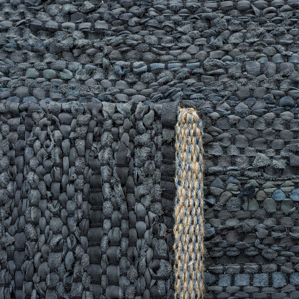 Vintage Hand Woven Leather Rug - Luxurious 85% Leather Blend, Unique Texture for Elegant Spaces