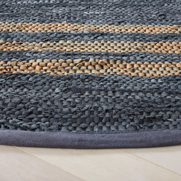 Vintage Hand Woven Leather Rug - Luxurious 85% Leather Blend, Unique Texture for Elegant Spaces