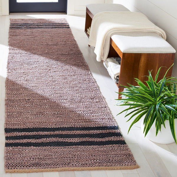 Vintage Hand Woven Leather Rug - Luxurious 85% Leather Blend, Unique Texture for Elegant Spaces