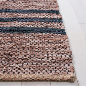 Vintage Hand Woven Leather Rug - Luxurious 85% Leather Blend, Unique Texture for Elegant Spaces