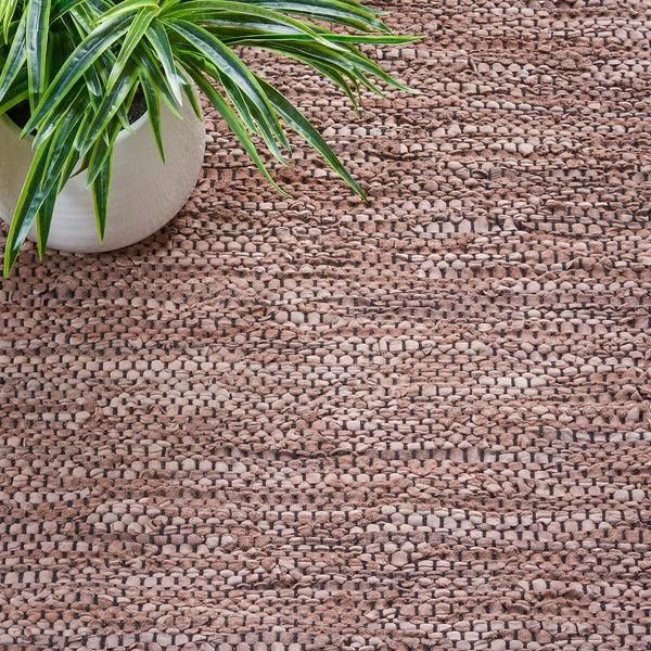 Vintage Hand Woven Leather Rug - Luxurious 85% Leather Blend, Unique Texture for Elegant Spaces