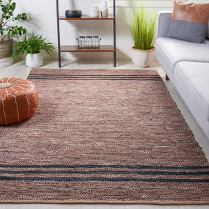 Vintage Hand Woven Leather Rug - Luxurious 85% Leather Blend, Unique Texture for Elegant Spaces