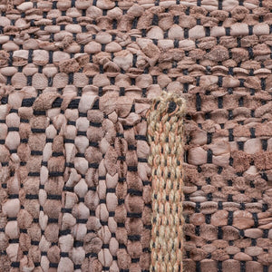 Vintage Hand Woven Leather Rug - Luxurious 85% Leather Blend, Unique Texture for Elegant Spaces