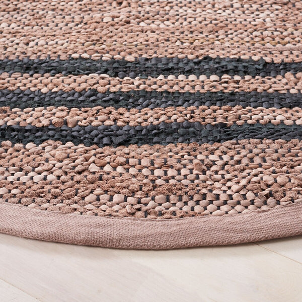 Vintage Hand Woven Leather Rug - Luxurious 85% Leather Blend, Unique Texture for Elegant Spaces