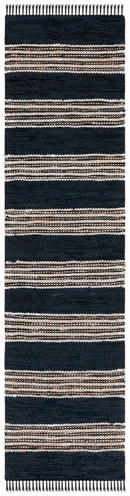 Vintage Leather 601 Hand Woven Pile Content: 70% Leather 30% Jute | Overall Content: 70% Leather 25% Jute 10% Cotton 0 Rug Black / Natural PILE CONTENT: 70% LEATHER 30% JUTE | OVERALL CONTENT: 70% LEATHER 25% JUTE 10% COTTON VTL601Z-8