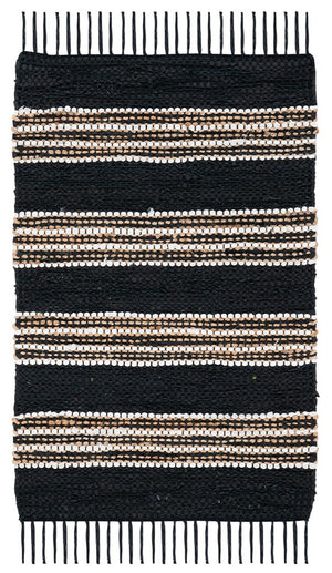 Vintage Leather 601 Hand Woven Pile Content: 70% Leather 30% Jute | Overall Content: 70% Leather 25% Jute 10% Cotton 0 Rug Black / Natural PILE CONTENT: 70% LEATHER 30% JUTE | OVERALL CONTENT: 70% LEATHER 25% JUTE 10% COTTON VTL601Z-8