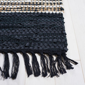 Vintage Leather 601 Hand Woven Pile Content: 70% Leather 30% Jute | Overall Content: 70% Leather 25% Jute 10% Cotton 0 Rug Black / Natural PILE CONTENT: 70% LEATHER 30% JUTE | OVERALL CONTENT: 70% LEATHER 25% JUTE 10% COTTON VTL601Z-8