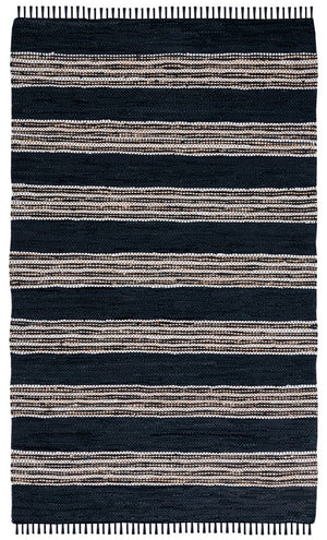 Vintage Leather 601 Hand Woven Pile Content: 70% Leather 30% Jute | Overall Content: 70% Leather 25% Jute 10% Cotton 0 Rug Black / Natural PILE CONTENT: 70% LEATHER 30% JUTE | OVERALL CONTENT: 70% LEATHER 25% JUTE 10% COTTON VTL601Z-8