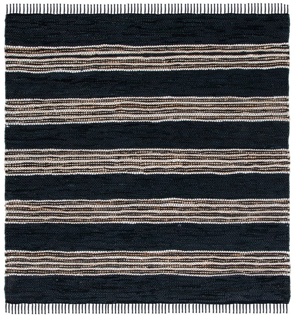 Vintage Leather 601 Hand Woven Pile Content: 70% Leather 30% Jute | Overall Content: 70% Leather 25% Jute 10% Cotton 0 Rug Black / Natural PILE CONTENT: 70% LEATHER 30% JUTE | OVERALL CONTENT: 70% LEATHER 25% JUTE 10% COTTON VTL601Z-8