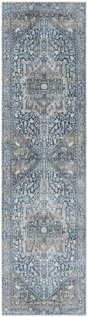 Vintage Persian 474 Indoor/Outdoor Powerloomed 100% Polyester Rug Charcoal / Blue