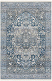 Vintage Persian 474  Power Loomed Polyester Rug Charcoal / Blue