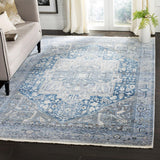 Vintage Persian 474  Power Loomed Polyester Rug Charcoal / Blue