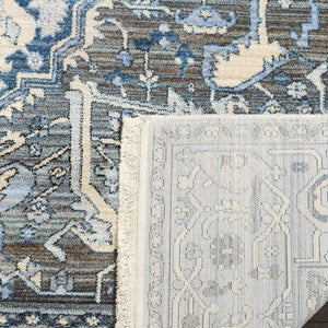 Vintage Persian 474 Indoor/Outdoor Powerloomed 100% Polyester Rug Charcoal / Blue
