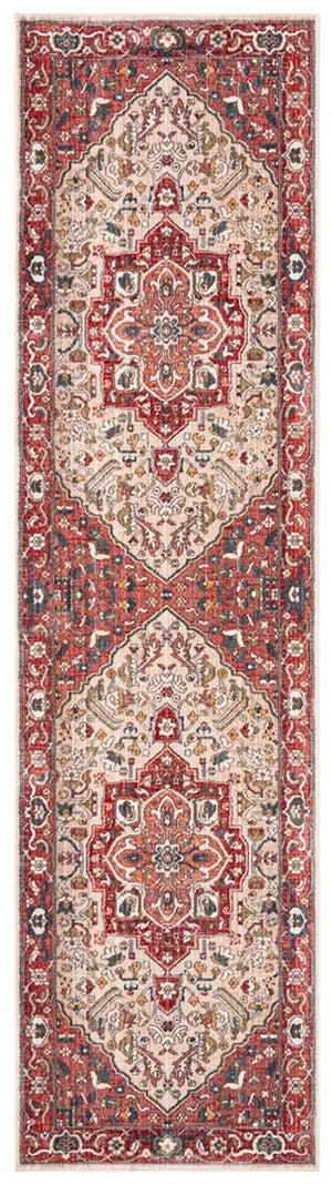 Vintage Persian 479 Indoor/Outdoor Powerloomed 100% Polyester Rug Red / Ivory