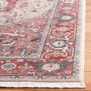 Vintage Persian 479 Indoor/Outdoor Powerloomed 100% Polyester Rug Red / Ivory