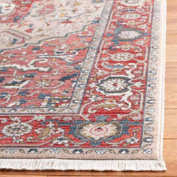 Vintage Persian 479 Indoor/Outdoor Powerloomed 100% Polyester Rug Red / Ivory