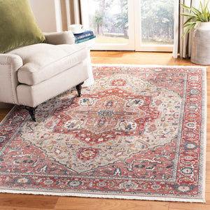 Vintage Persian 479 Indoor/Outdoor Powerloomed 100% Polyester Rug Red / Ivory