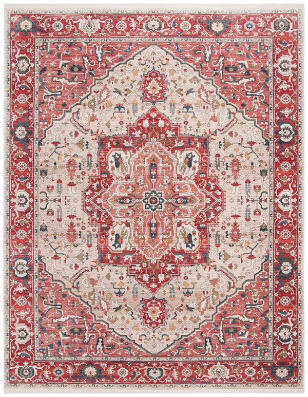 Vintage Persian 479 Indoor/Outdoor Powerloomed 100% Polyester Rug Red / Ivory