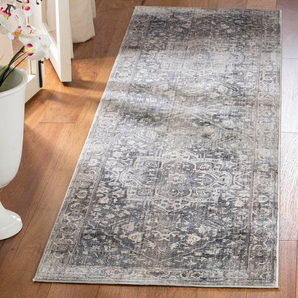 Vintage Persian 479 Indoor/Outdoor Powerloomed 100% Polyester Rug Grey / Charcoal