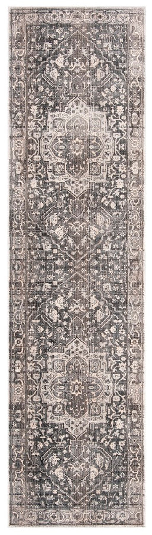 Vintage Persian 479 Indoor/Outdoor Powerloomed 100% Polyester Rug Grey / Charcoal