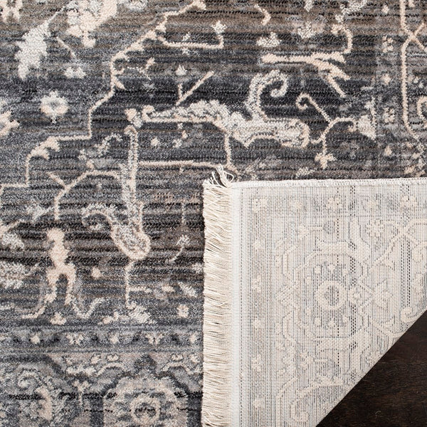 Vintage Persian 479 Indoor/Outdoor Powerloomed 100% Polyester Rug Grey / Charcoal