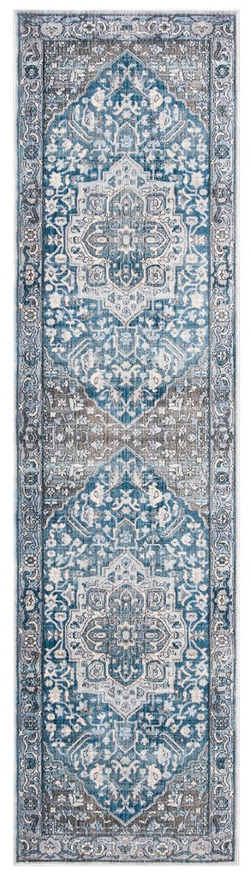 Vintage Persian 479 Indoor/Outdoor Powerloomed 100% Polyester Rug Charcoal / Blue