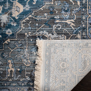 Vintage Persian 479 Indoor/Outdoor Powerloomed 100% Polyester Rug Charcoal / Blue