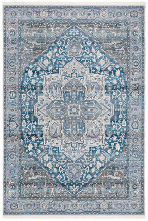 Vintage Persian 479 Indoor/Outdoor Powerloomed 100% Polyester Rug Charcoal / Blue
