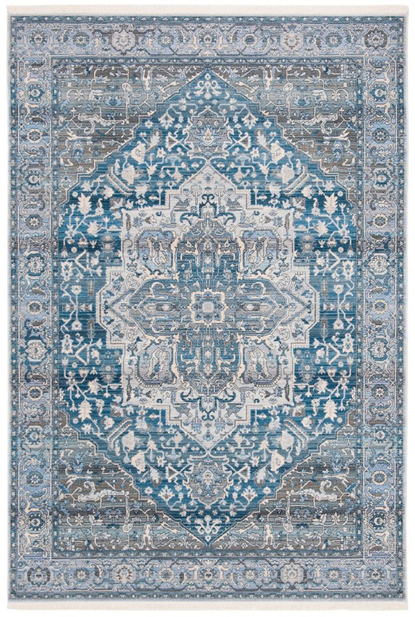 Vintage Persian 479 Indoor/Outdoor Powerloomed 100% Polyester Rug Charcoal / Blue