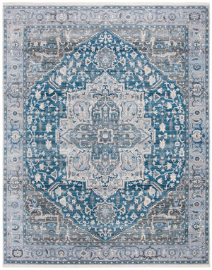 Vintage Persian 479 Indoor/Outdoor Powerloomed 100% Polyester Rug Charcoal / Blue