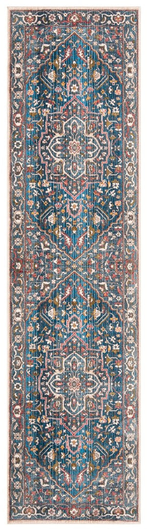 Vintage Persian 479 Indoor/Outdoor Powerloomed 100% Polyester Rug Blue / Ivory