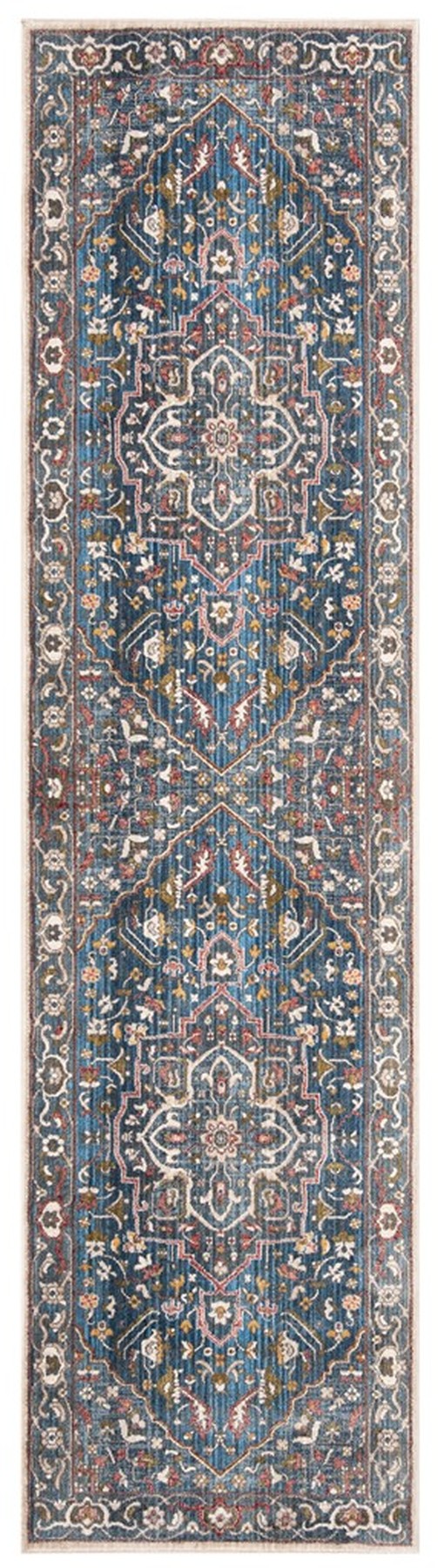 Vintage Persian 479 Indoor/Outdoor Powerloomed 100% Polyester Rug Blue / Ivory