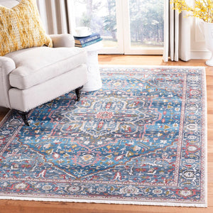 Vintage Persian 479 Indoor/Outdoor Powerloomed 100% Polyester Rug Blue / Ivory