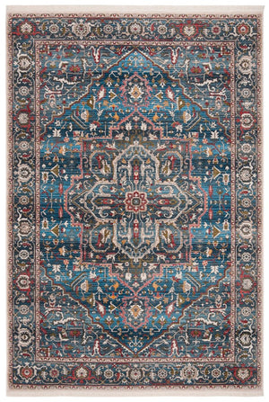 Vintage Persian 479 Indoor/Outdoor Powerloomed 100% Polyester Rug Blue / Ivory
