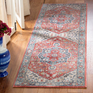 Vintage Persian 479 Indoor/Outdoor Powerloomed 100% Polyester Rug Red / Blue