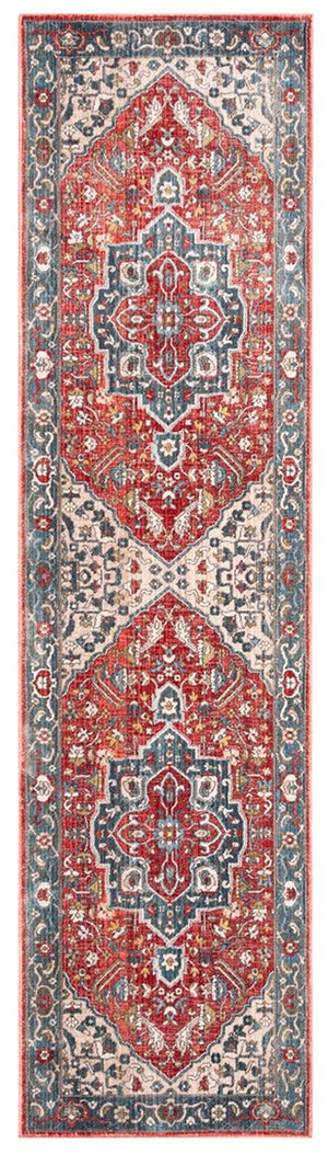 Vintage Persian 479 Indoor/Outdoor Powerloomed 100% Polyester Rug Red / Blue