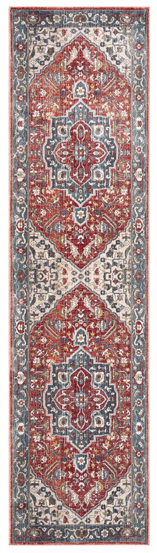 Vintage Persian 479 Indoor/Outdoor Powerloomed 100% Polyester Rug Red / Blue