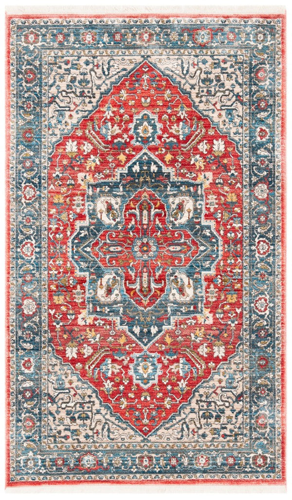 Vintage Persian 479 Indoor/Outdoor Powerloomed 100% Polyester Rug Red / Blue