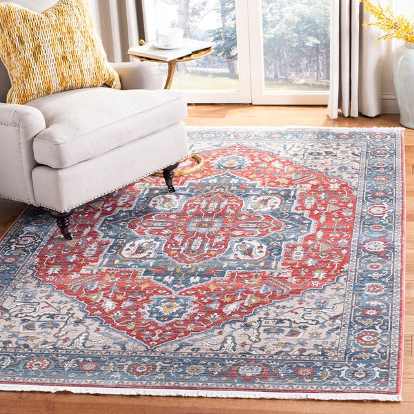 Vintage Persian 479 Indoor/Outdoor Powerloomed 100% Polyester Rug Red / Blue