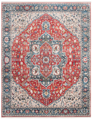 Vintage Persian 479 Indoor/Outdoor Powerloomed 100% Polyester Rug Red / Blue